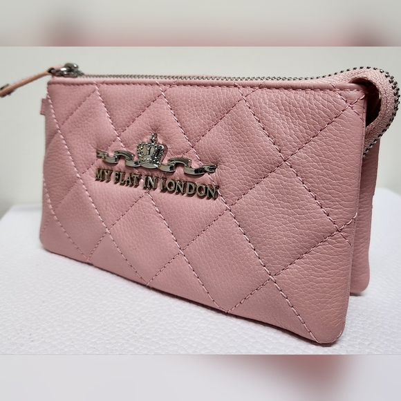 MY FLAT IN LONDON Westminster Pink Diamond Quilted Leather Wristlet/Clutch NWOT - Picture 5 of 16